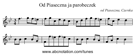 Od Piaseczna ja parobeczek - staff notation