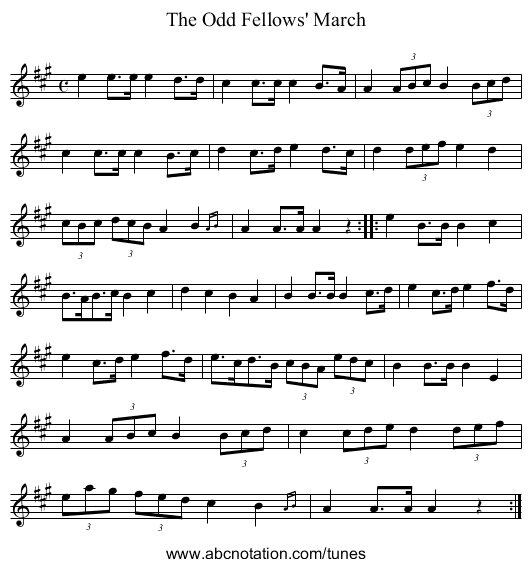 Odd Fellows' March, The - staff notation