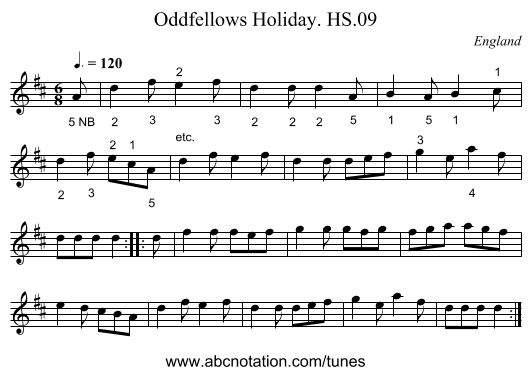 Oddfellows Holiday. HS.09 - staff notation