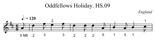 Oddfellows Holiday. HS.09 - staff notation