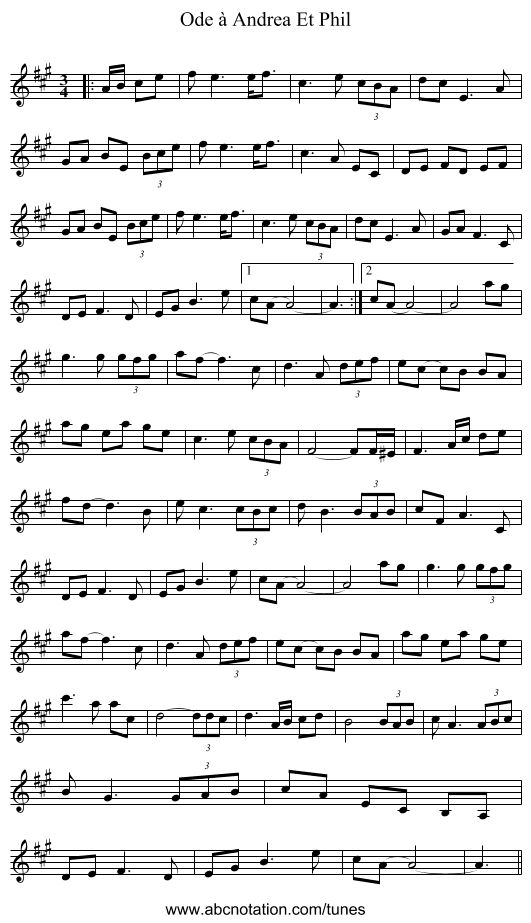 Ode à Andrea Et Phil - staff notation