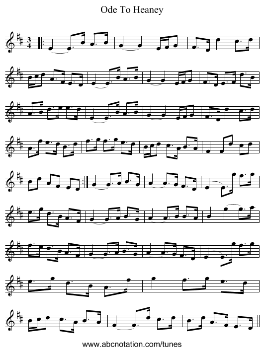 Ode To Heaney - staff notation