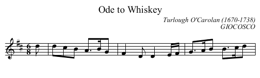 Ode to Whiskey - staff notation
