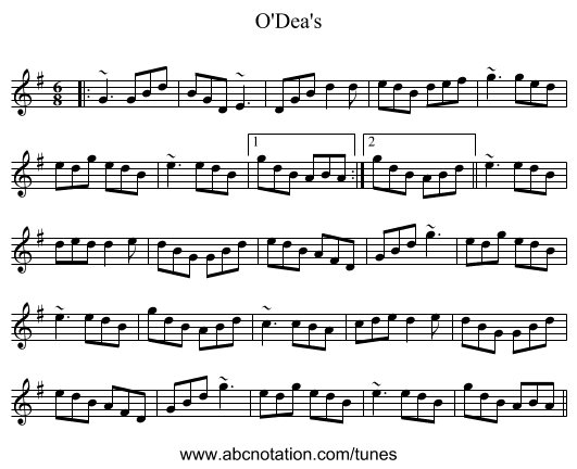 O'Dea's - staff notation
