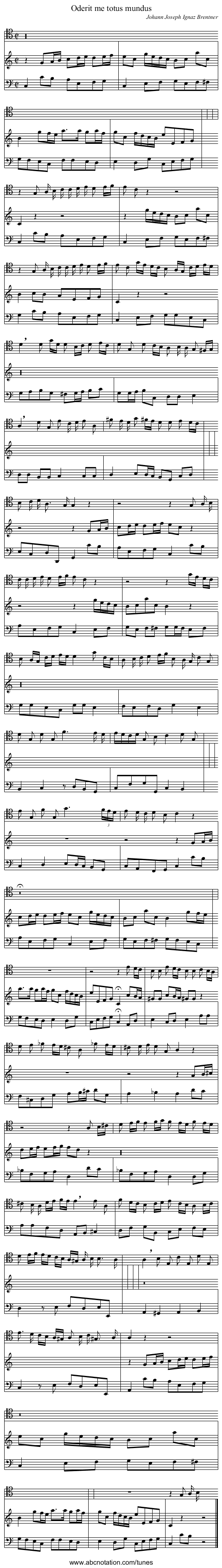 Oderit me totus mundus - staff notation