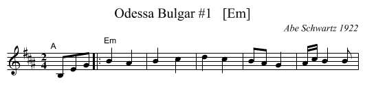 Odessa Bulgar #1   [Em] - staff notation