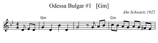 Odessa Bulgar #1   [Gm] - staff notation