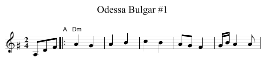 Odessa Bulgar #1 - staff notation