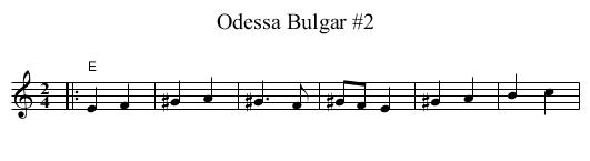 Odessa Bulgar #2 - staff notation