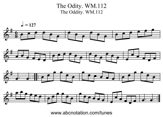 Odity. WM.112, The - staff notation