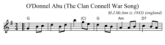 O'Donnel Abu (The Clan Connell War Song) - staff notation