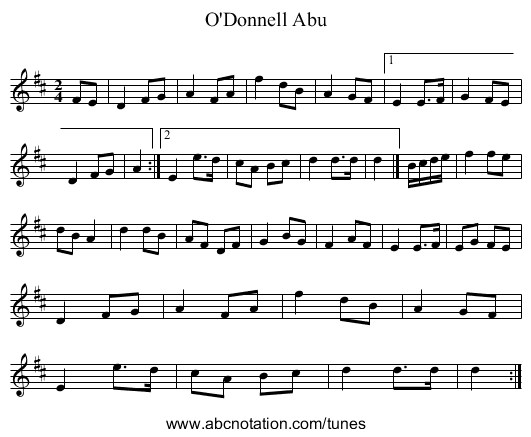 O'Donnell Abu - staff notation