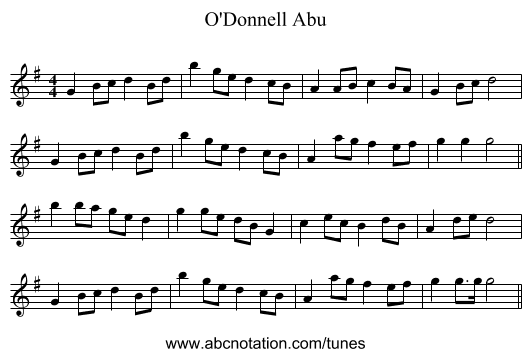 O'Donnell Abu - staff notation