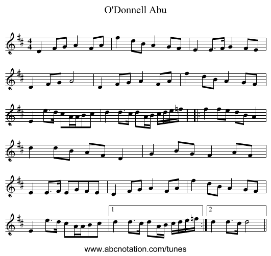 O'Donnell Abu - staff notation
