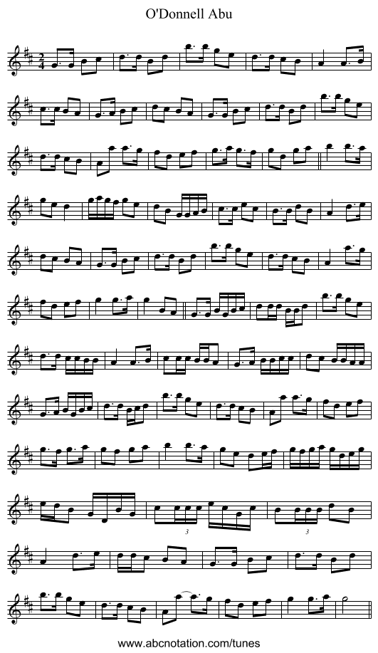 O'Donnell Abu - staff notation
