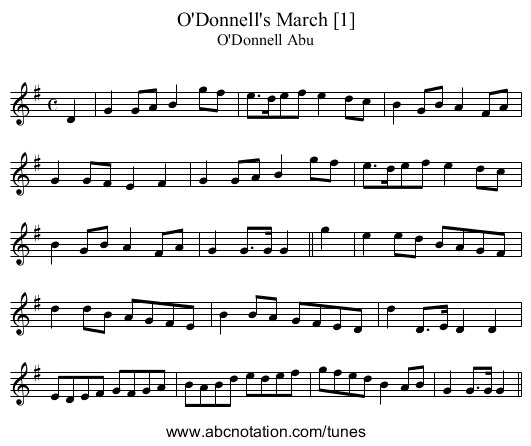 O'Donnell's March [1] - staff notation