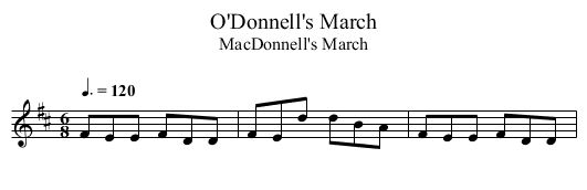 O'Donnell's March - staff notation