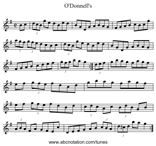 O'Donnell's - staff notation