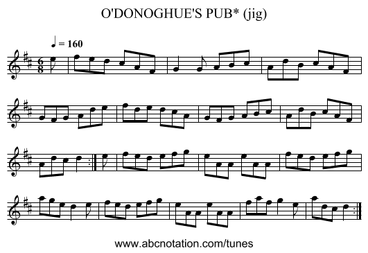 O'DONOGHUE'S PUB* (jig) - staff notation