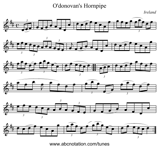 O'donovan's Hornpipe - staff notation