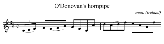 O'Donovan's hornpipe - staff notation