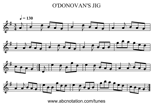 O'DONOVAN'S JIG - staff notation