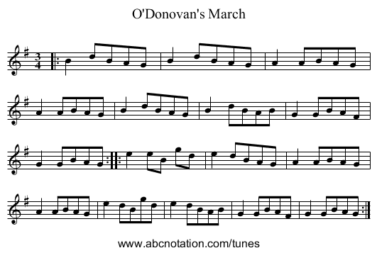 O'Donovan's March - staff notation