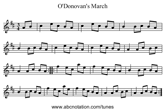 O'Donovan's March - staff notation
