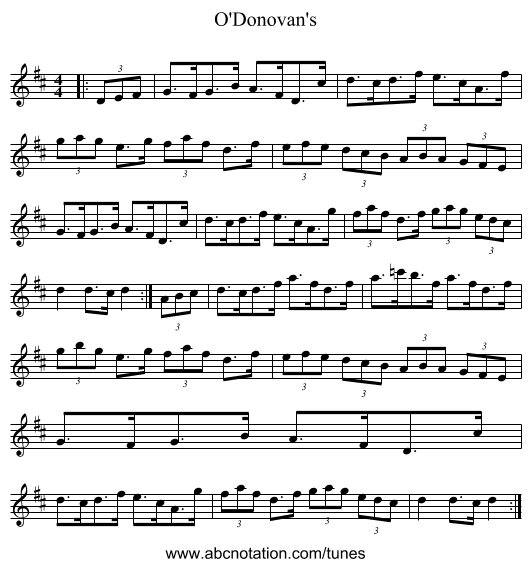 O'Donovan's - staff notation