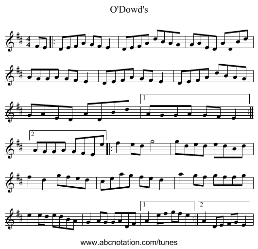 O'Dowd's - staff notation
