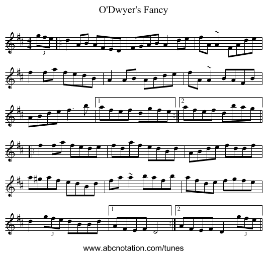 O'Dwyer's Fancy - staff notation