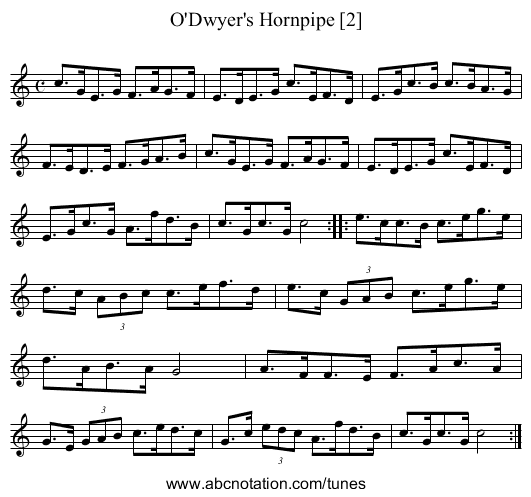 O'Dwyer's Hornpipe [2] - staff notation