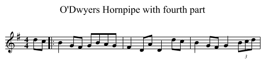 O'Dwyers Hornpipe with fourth part - staff notation