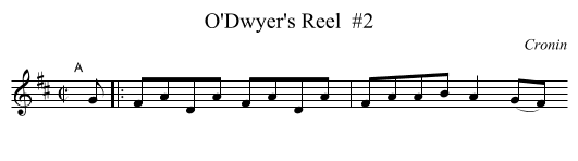 O'Dwyer's Reel  #2 - staff notation