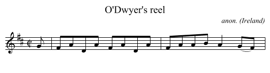 O'Dwyer's reel - staff notation