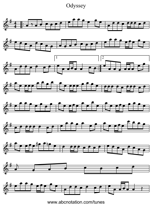 Odyssey - staff notation