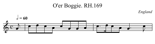 O'er Boggie. RH.169 - staff notation