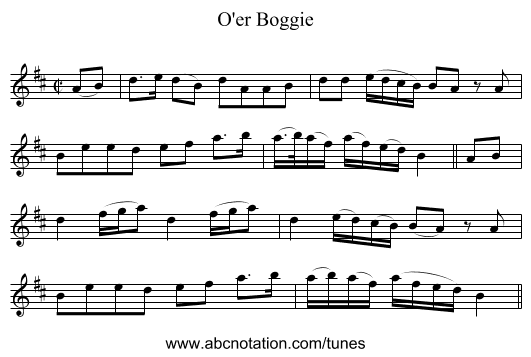 O'er Boggie - staff notation