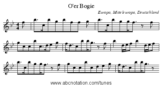 O'er Bogie - staff notation