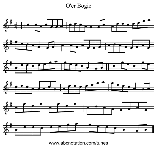 O'er Bogie - staff notation