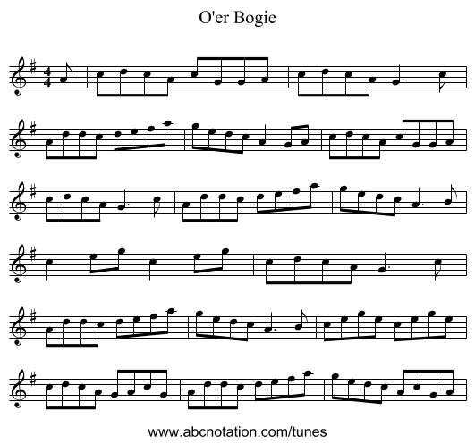 O'er Bogie - staff notation