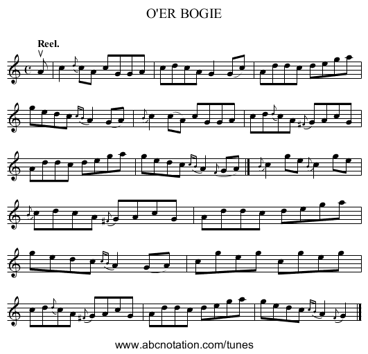 O'ER BOGIE - staff notation