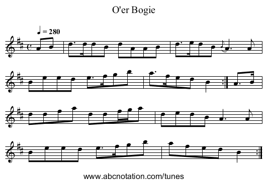 O'er Bogie - staff notation