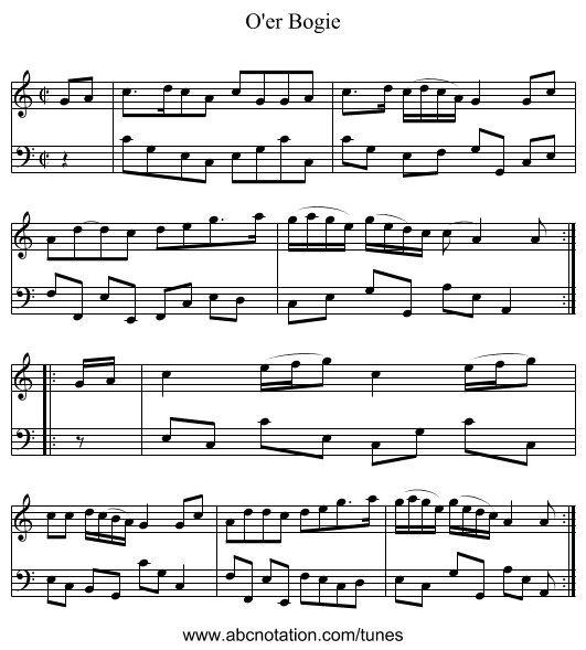 O'er Bogie - staff notation