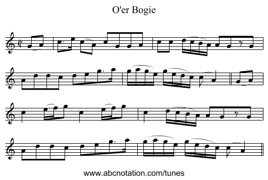 O'er Bogie - staff notation
