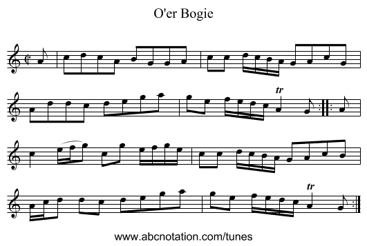 O'er Bogie - staff notation