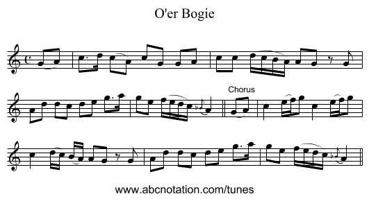 O'er Bogie - staff notation