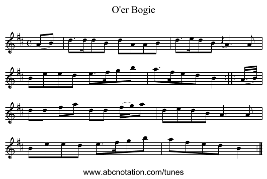 O'er Bogie - staff notation