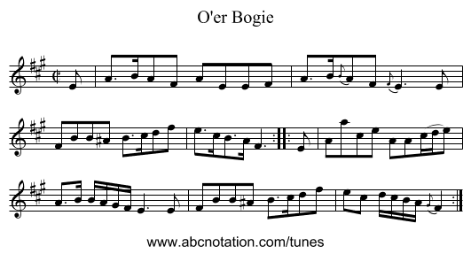 O'er Bogie - staff notation
