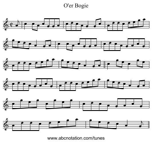 O'er Bogie - staff notation
